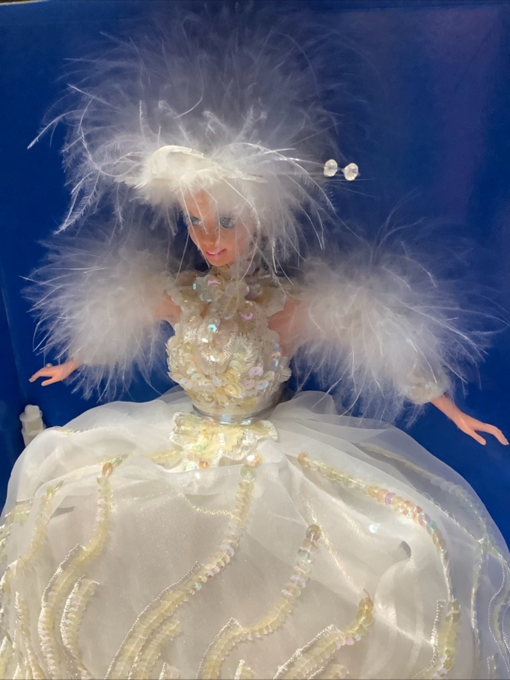Mattel White Snow Princess Barbie with Feather Trim